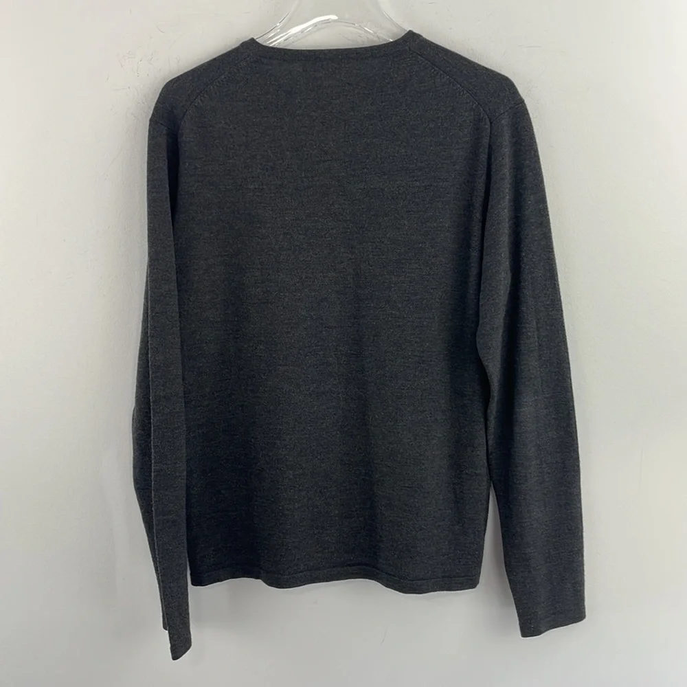 J.Crew Mens Charcoal‎ Gray 100% Merino Wool V-Neck Sweater 64933 Size M